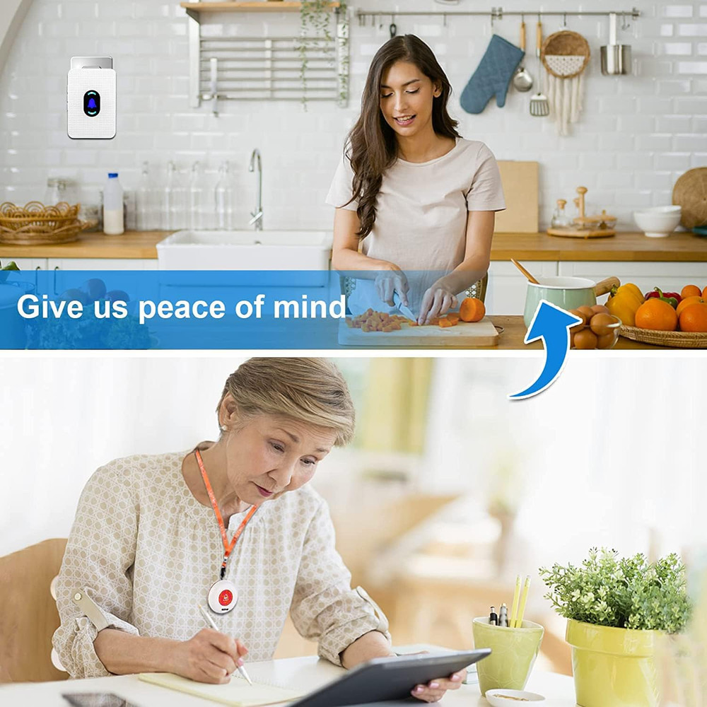 Wireless Caregiver Pager Call Button Elderly Nurse Alert System for Elderly Moni