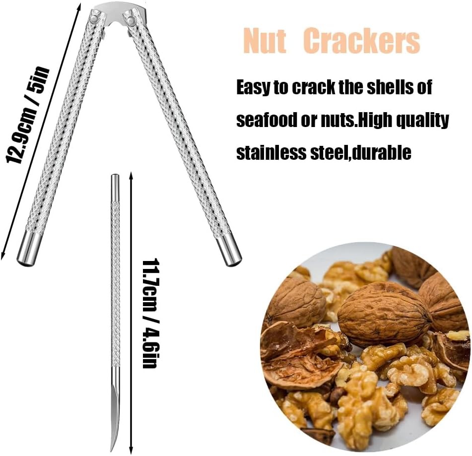 Nut Cracker 2Pcs and 4 Picks,Stainless Steel Tool Set for...