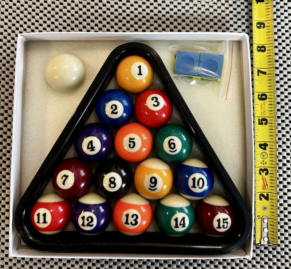 MINI BILLIARDS POOL BALL SET - USED ONCE - EXCELLENT CONDITION
