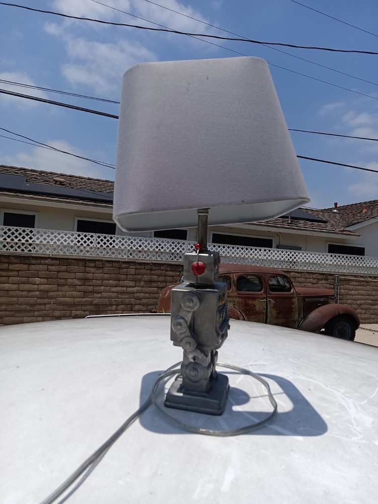 robot table top lamp sci fi