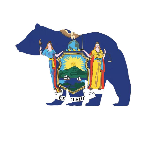 New York State Shaped Bear Flag Sticker Decal
