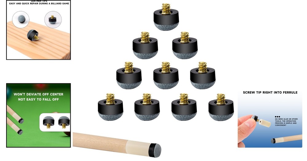 10 Soft/Hard Billiard Pool Replacement Tips - 13mm Screw-On for Durability