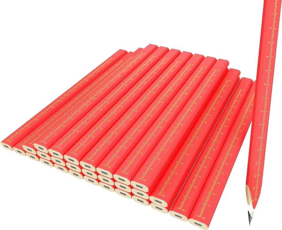 Construction Pencils - 29 Pcs Hexagonal Design red