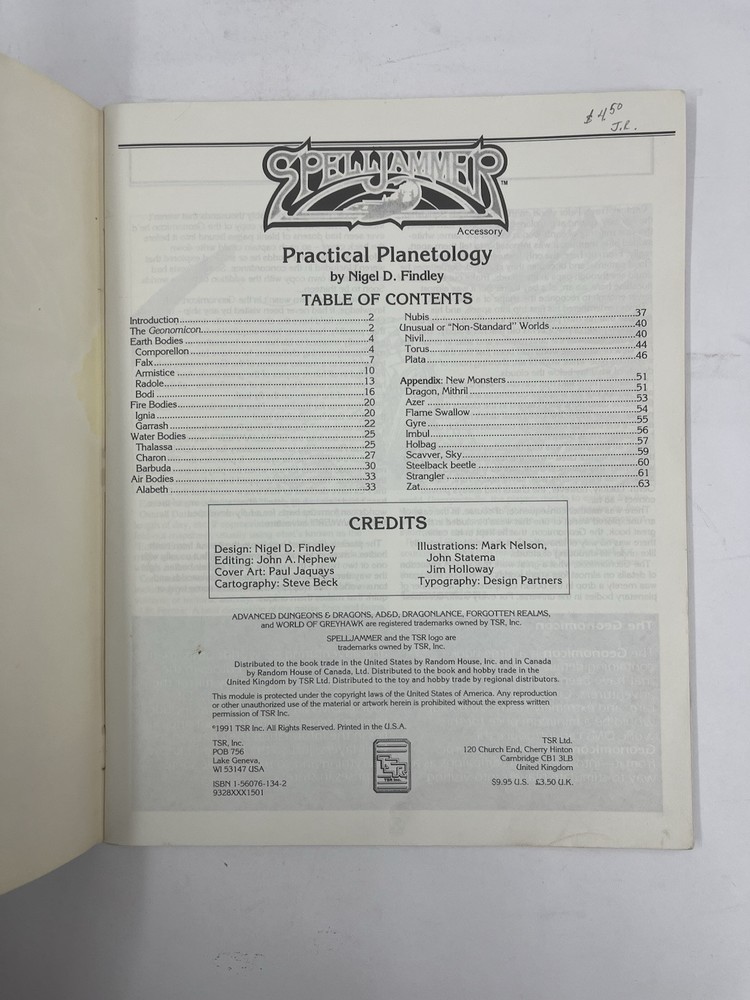 AD&D TSR Spelljammer "Practical Planetology” No Map