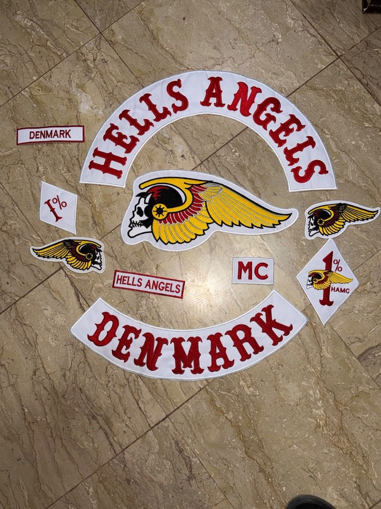 Hell Angels Denmark Biker Patch Set Skull Wing Full Back Patch MC Styl