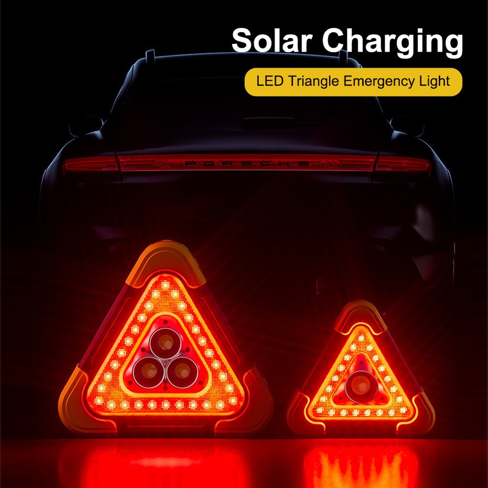 Foldable Car Emergency Triangle Warning Light Multi-Function LED Light Solar US