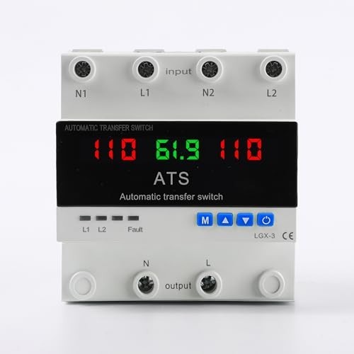 2P Automatic Transfer Switch 63A 110V LCD Display, ATS for Utility Generator Sol