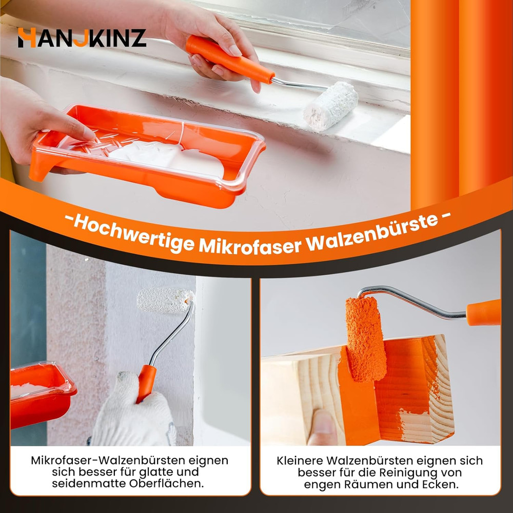 Paint Roller Kit, 2 Inch 15 Pack Small Paint Roller Kit with Microfiber Paint Ro
