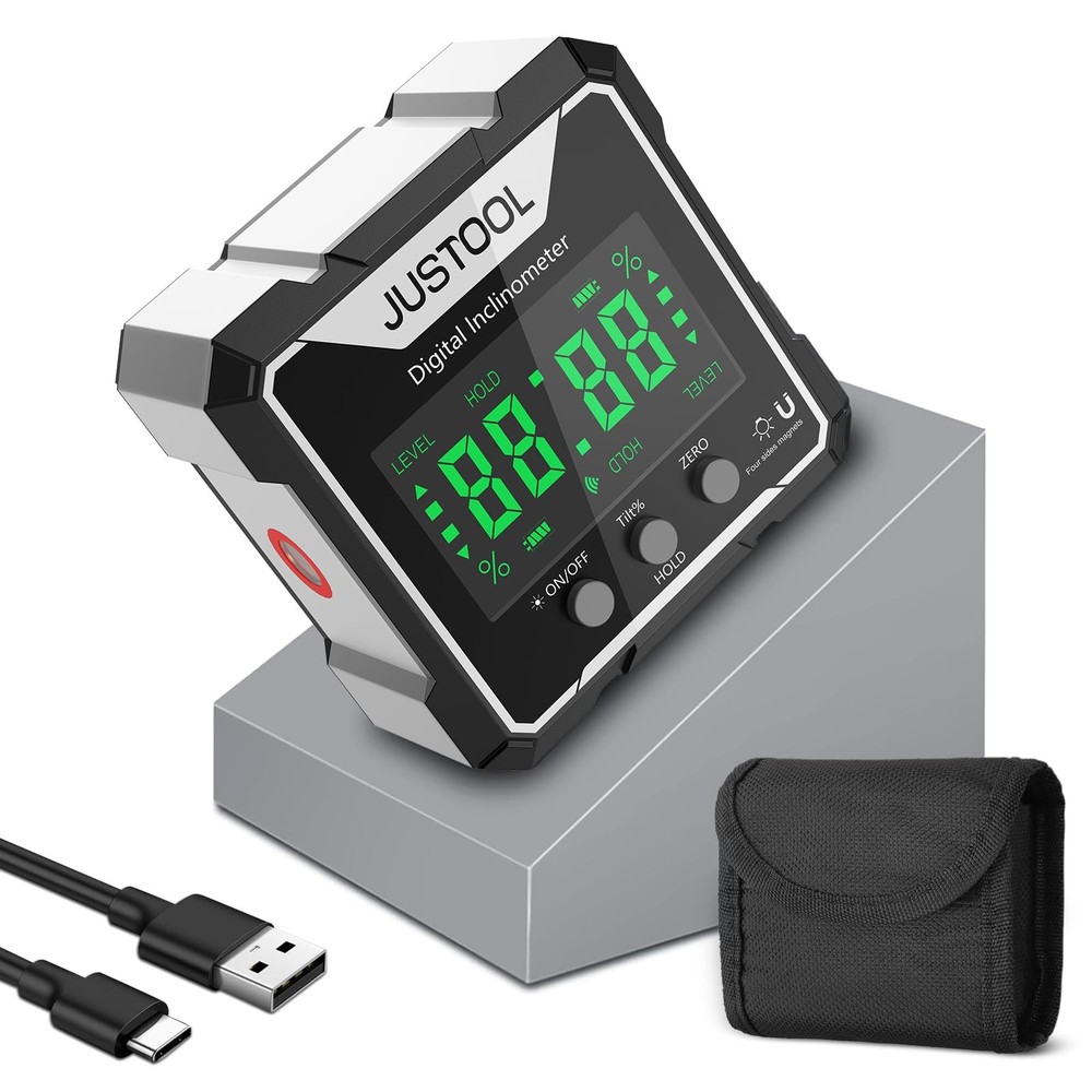 JUSTOOL Magnetic Digital Angle Finder, Level Box Angle Finder Protractor with...