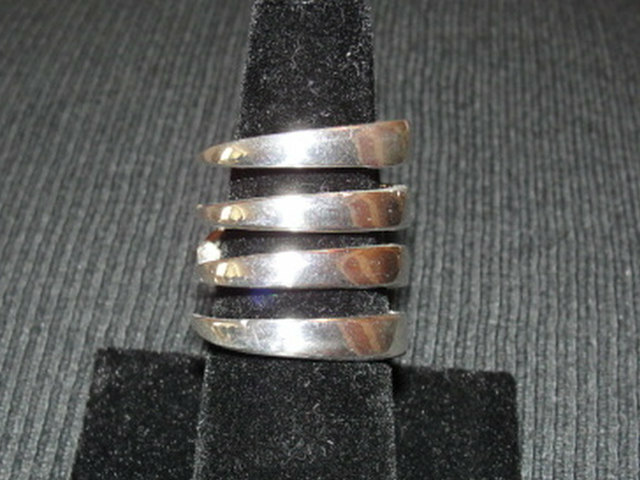 Sterling Silver Plated Brass Coil Fork Ring Alberto Juan