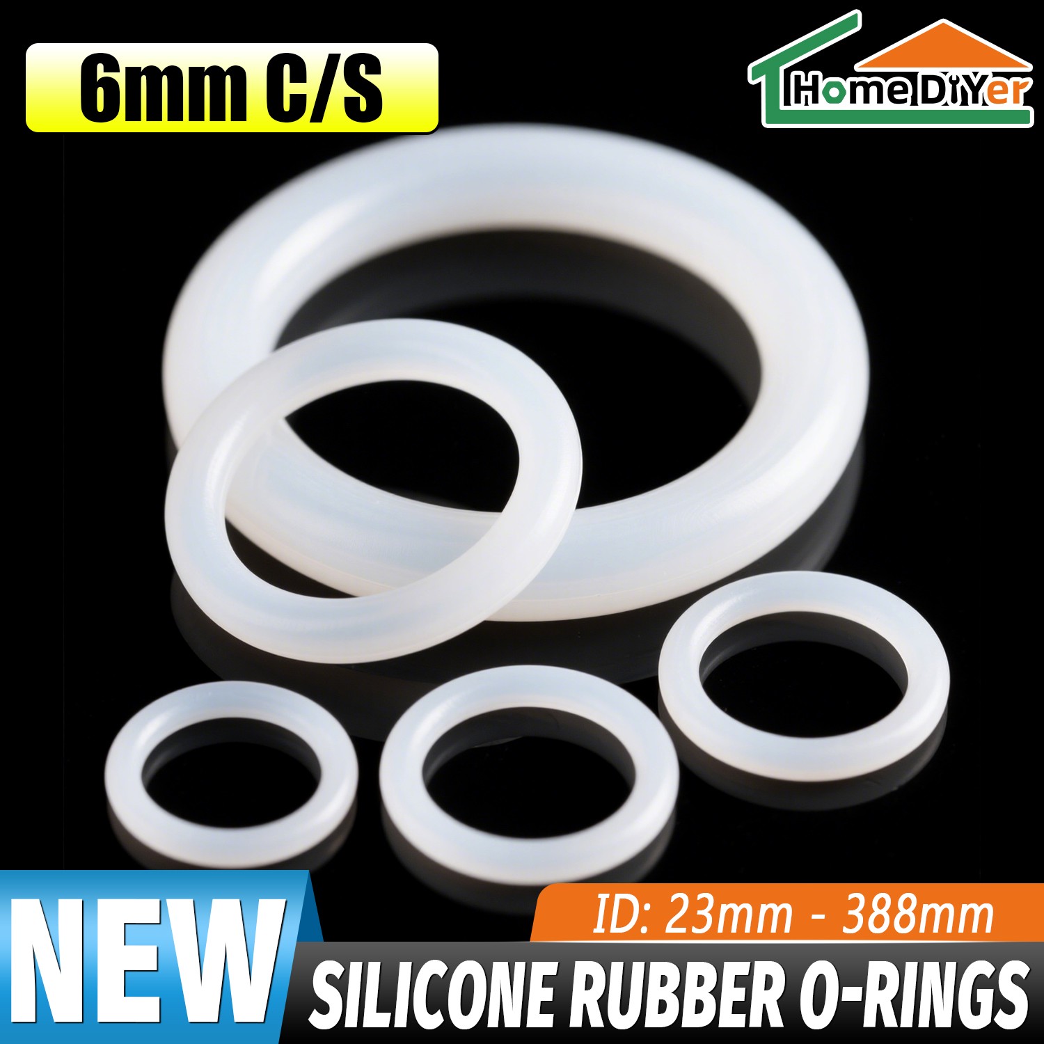 White Silicone O Rings Seals 6mm Cross Section 23-388mm ID Food Grade O Ring