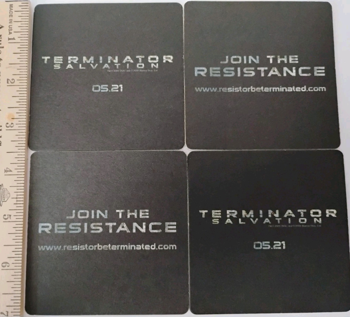 Vintage Terminator Salvation (2009) Promotional Drink Coasters Set of 4 SDCC