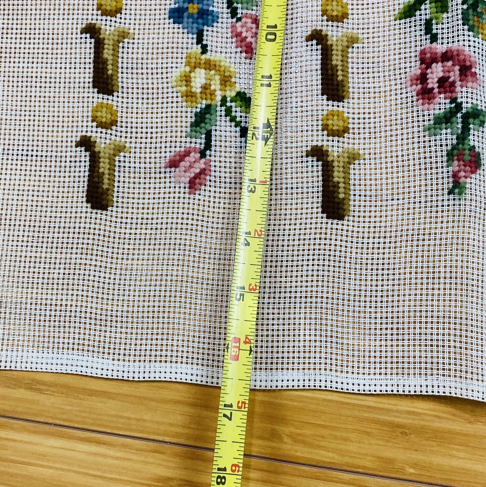Flowers In A Row Wool Needlepoint Design Completed