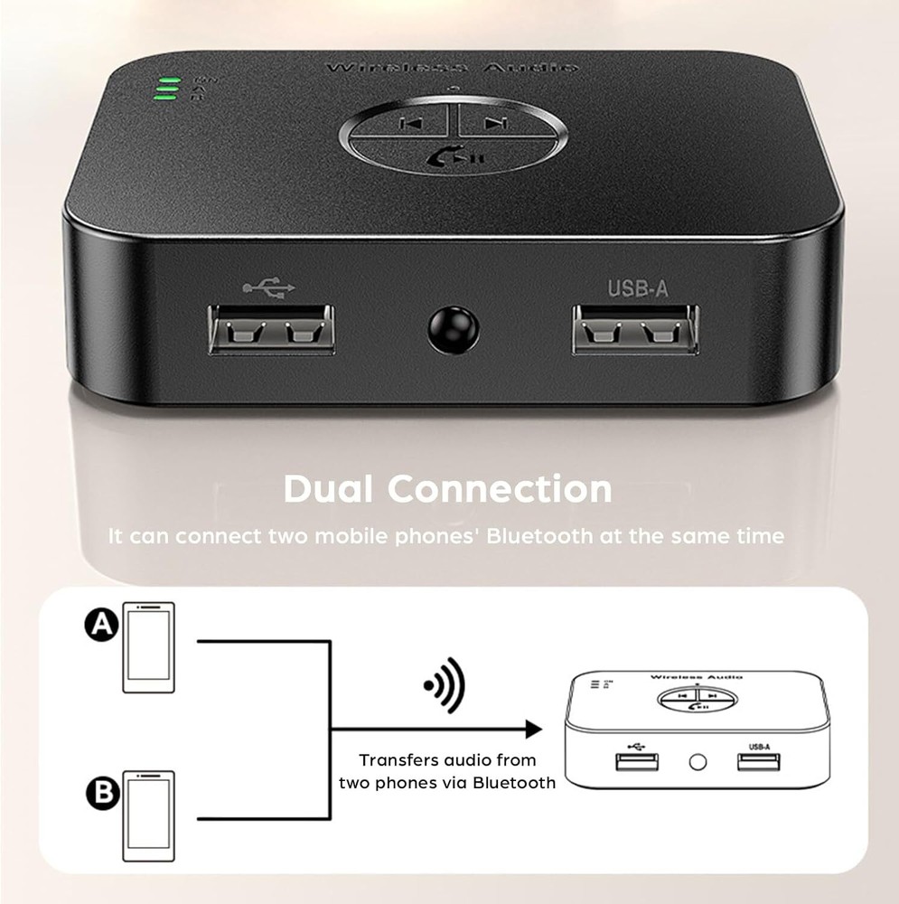 Bluetooth 5.4 Receiver Transmitter Wireless 3.5mm AUX to RCA Audio USB Adapter