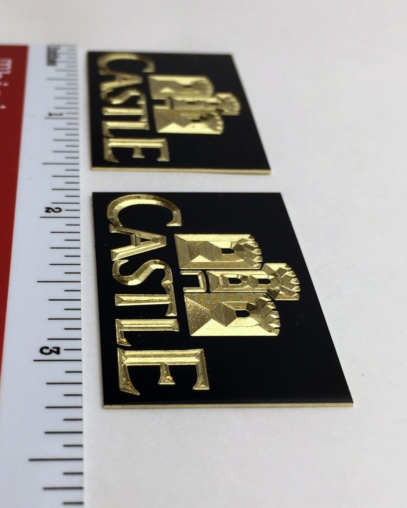 Castle Acoustics Speaker Badge Custom Engraved Solid Brass Pair