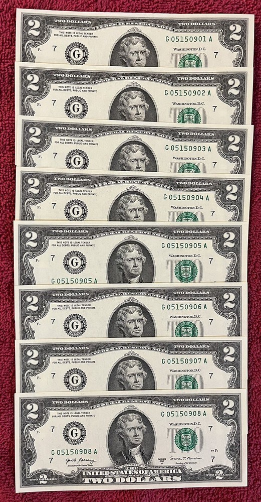Fancy Serial Number $2 Dollar Bills. UNCIRCULATED. SEQUENTIAL. YOU Choose!