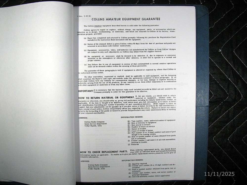 Reproduction Collins 32S-1 Transmitter Manual