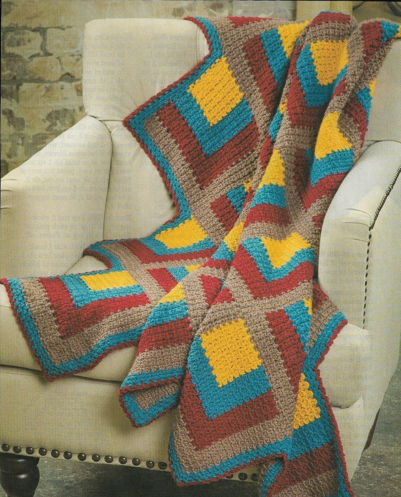 CASCADING QUILT AFGHAN HOME DECOR CROCHET PATTERN INSTRUCTIONS