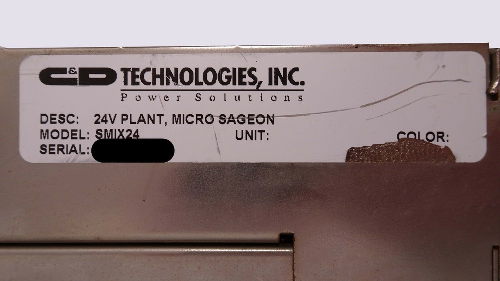 C&D Technologies SMIX24 Amp DC Power System w/6 Sageon Micro Modules