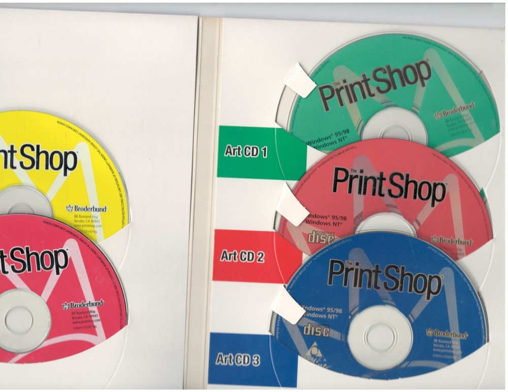 BRODERBUND PRINT SHOP VERSION 10 (5 CDS- 2 SCANS) & USER'S MANUEL