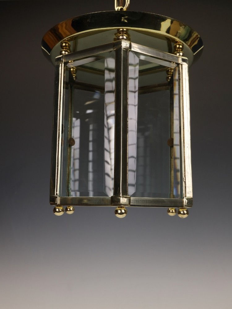 French 'Petitot' Gilt Brass Six-Sided Hall Lantern