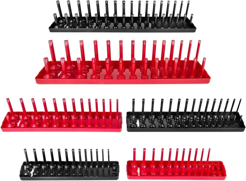 Durable 6PCS Socket Storage Trays Set - Clear Size Labels for Effortless Access
