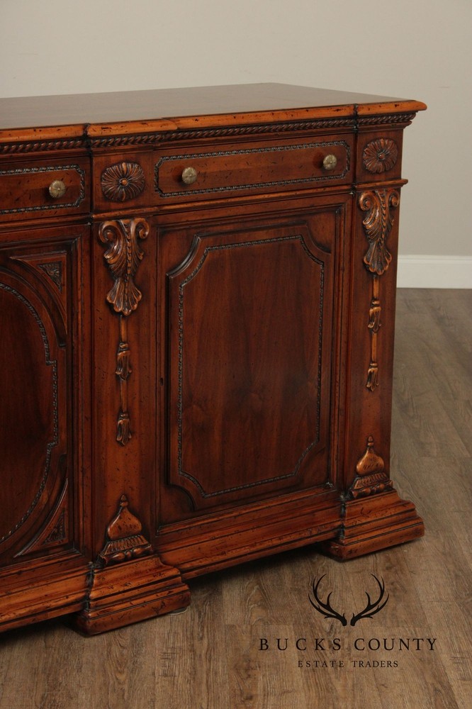 Francesco Molon XVI Century Style Large Walnut Carved Sideboard