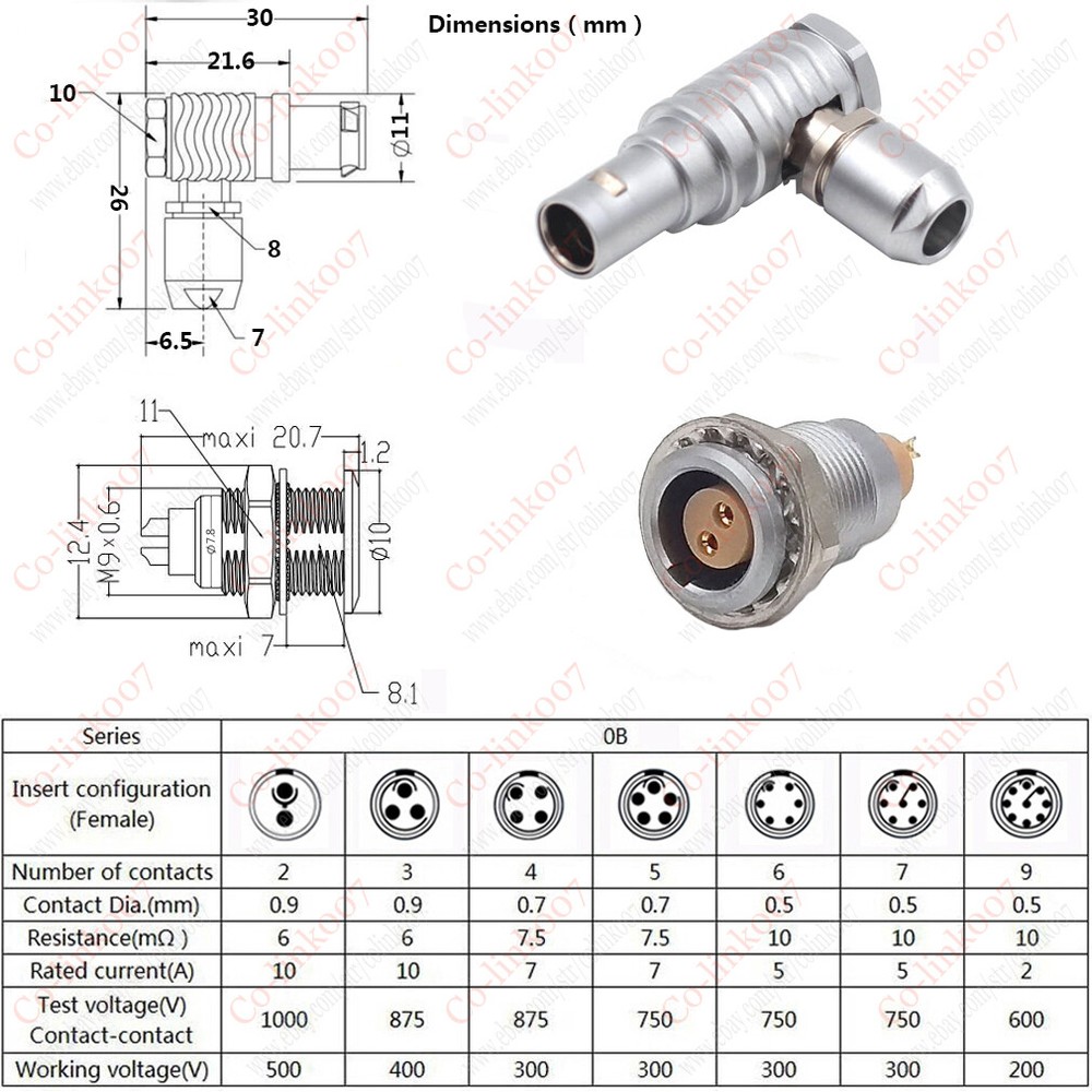 FHG.0B.302 2 3 4 5 6 7 9 pin Push-pull Self-lock Aviation Connector Plug Socket
