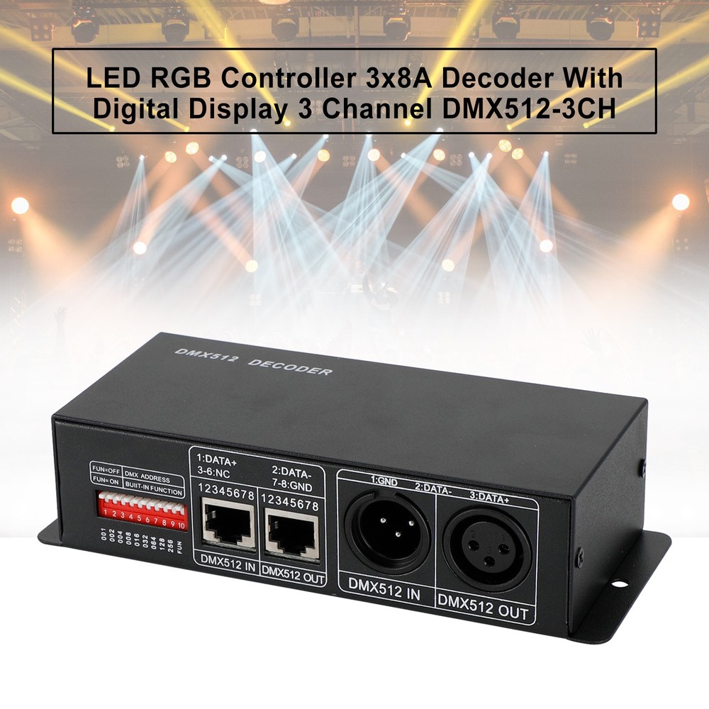 LED RGB Controller 3x8A Decoder With Digital Display 3 Channel DMX512-3CH #8
