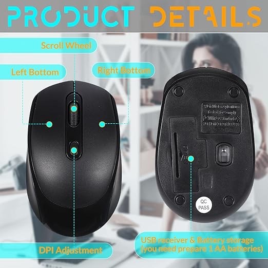 2.4GHz Wireless Cordless Optical Mouse Mice+USB Receiver for PC