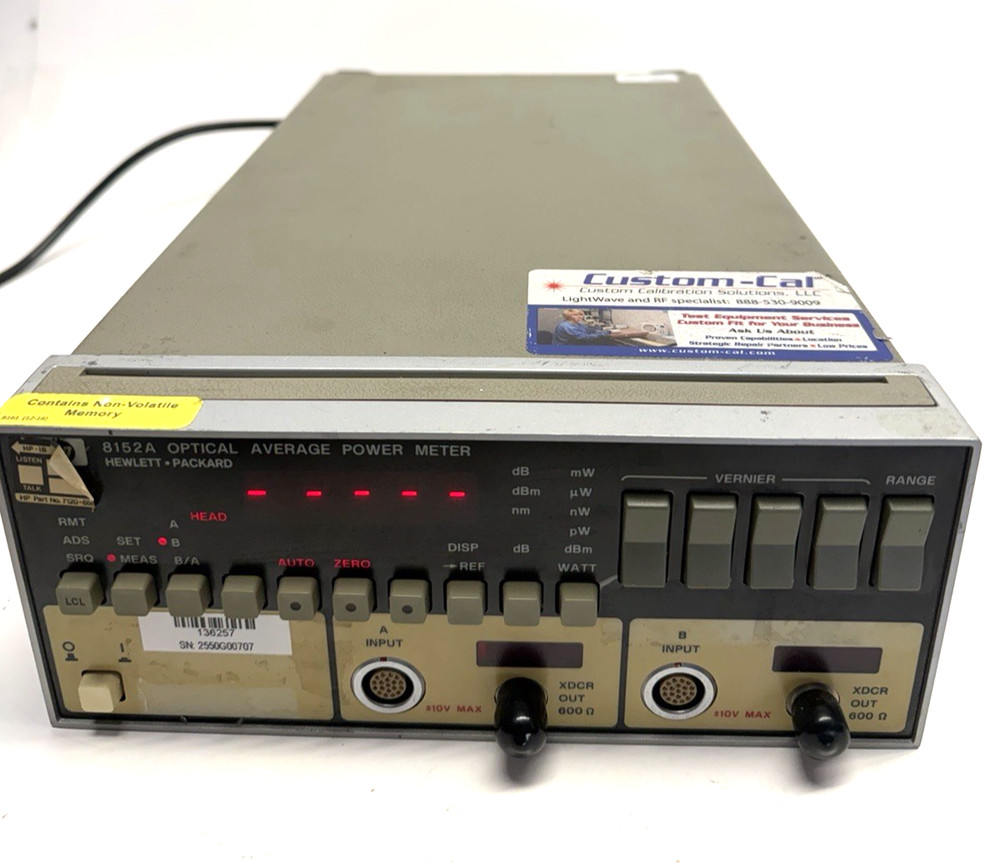 HP 8152A Optical Average Power Meter  - Power tested, functions untested