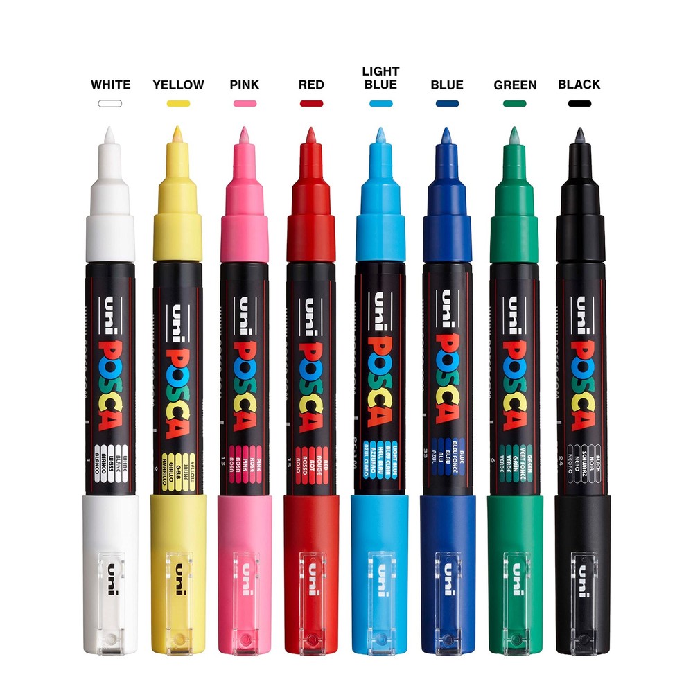 uni POSCA PC-1M Water-Based Paint Markers, Extra Fine Tip 0.7mm, Assorted Col...