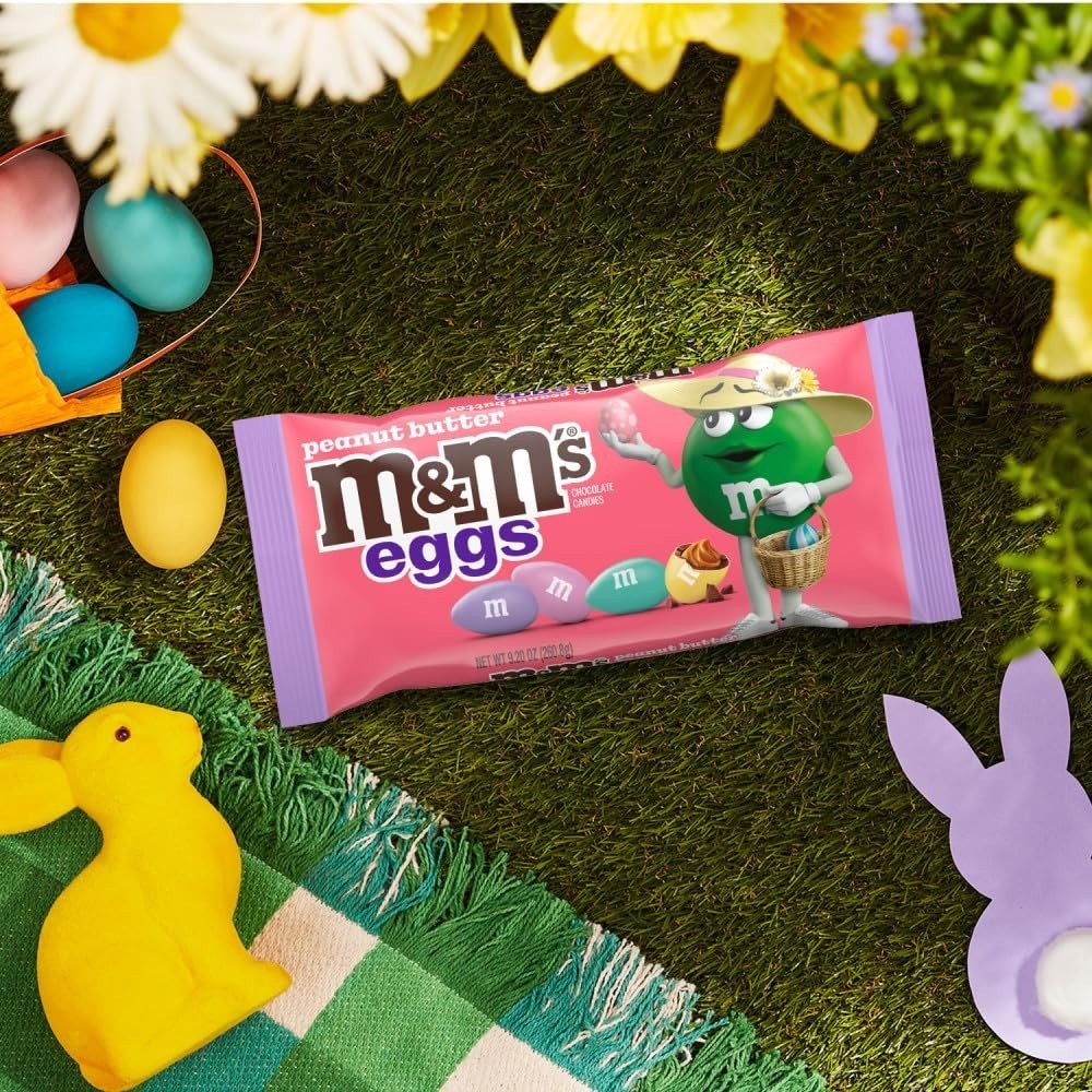 M&M'S Peanut Butter Eggs, Chocolate Easter Candy for Easter Basket Stuffers