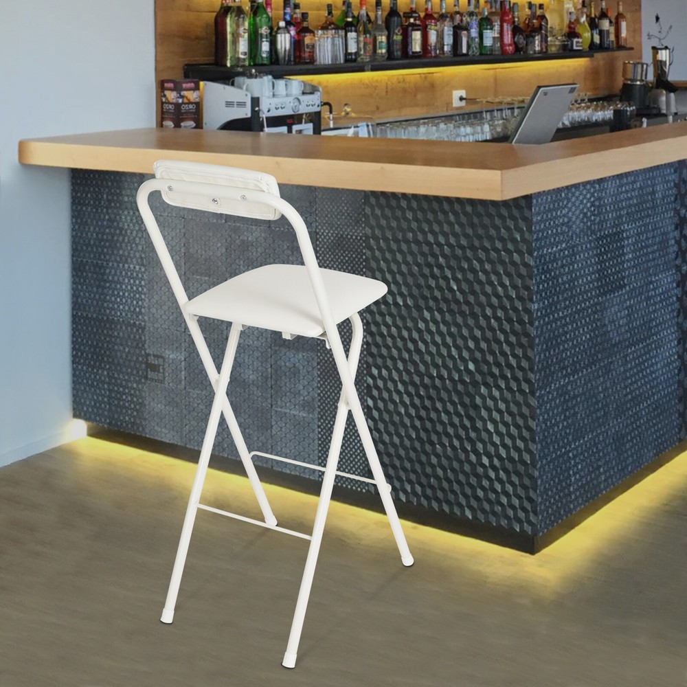 Foldable Bar Chair with Backrest, Portable Tall Folding Stool for Any Space