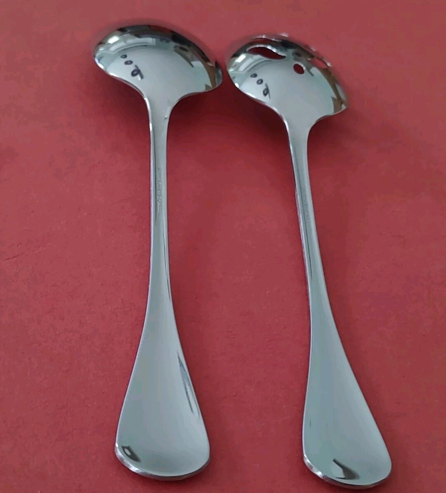 2 Stainless by Oneida CABANA Serving Spoons -Tablespoons Pierced & Solid