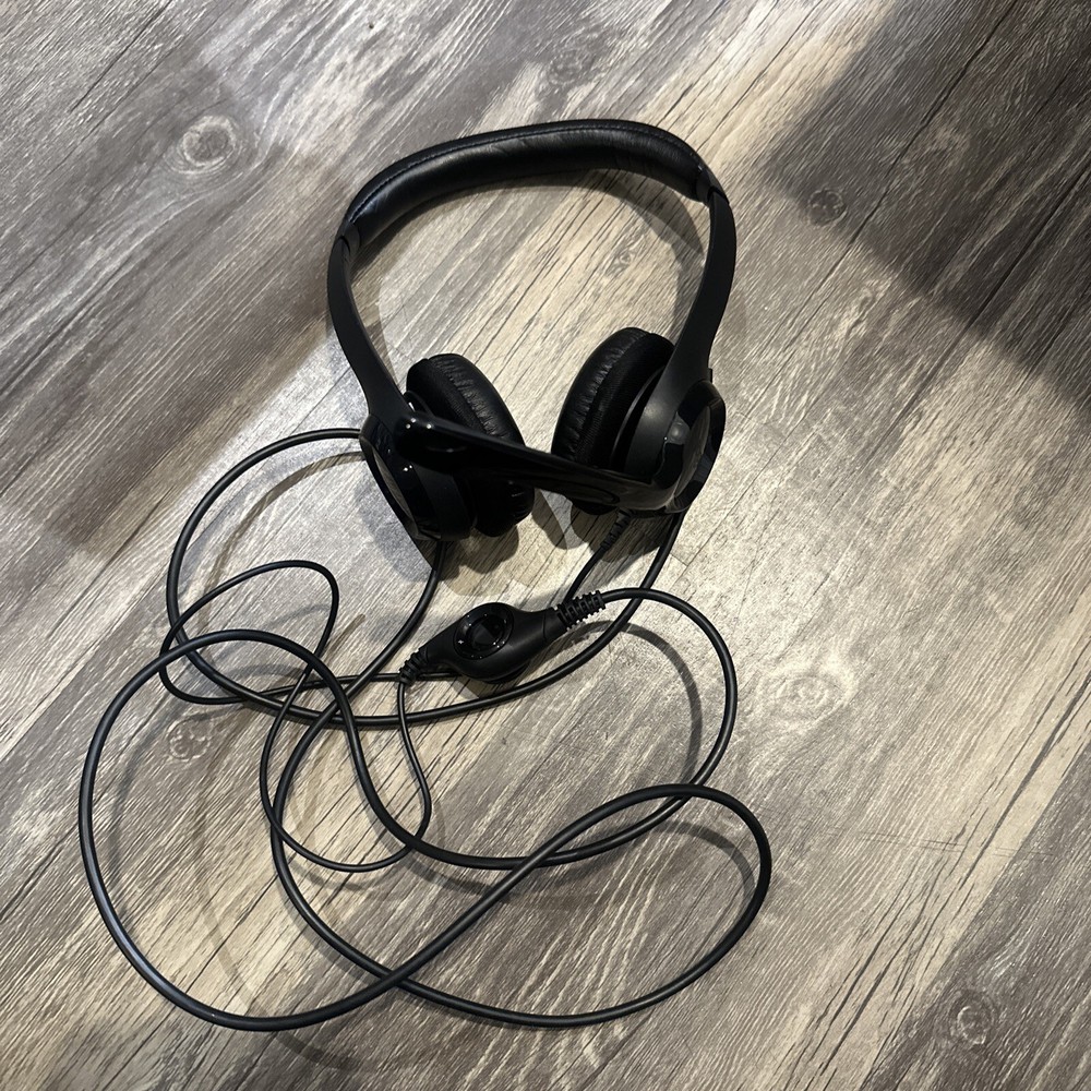 Logitech Logi Headphone Headset Wired Black USB Padded Ears Volume Control