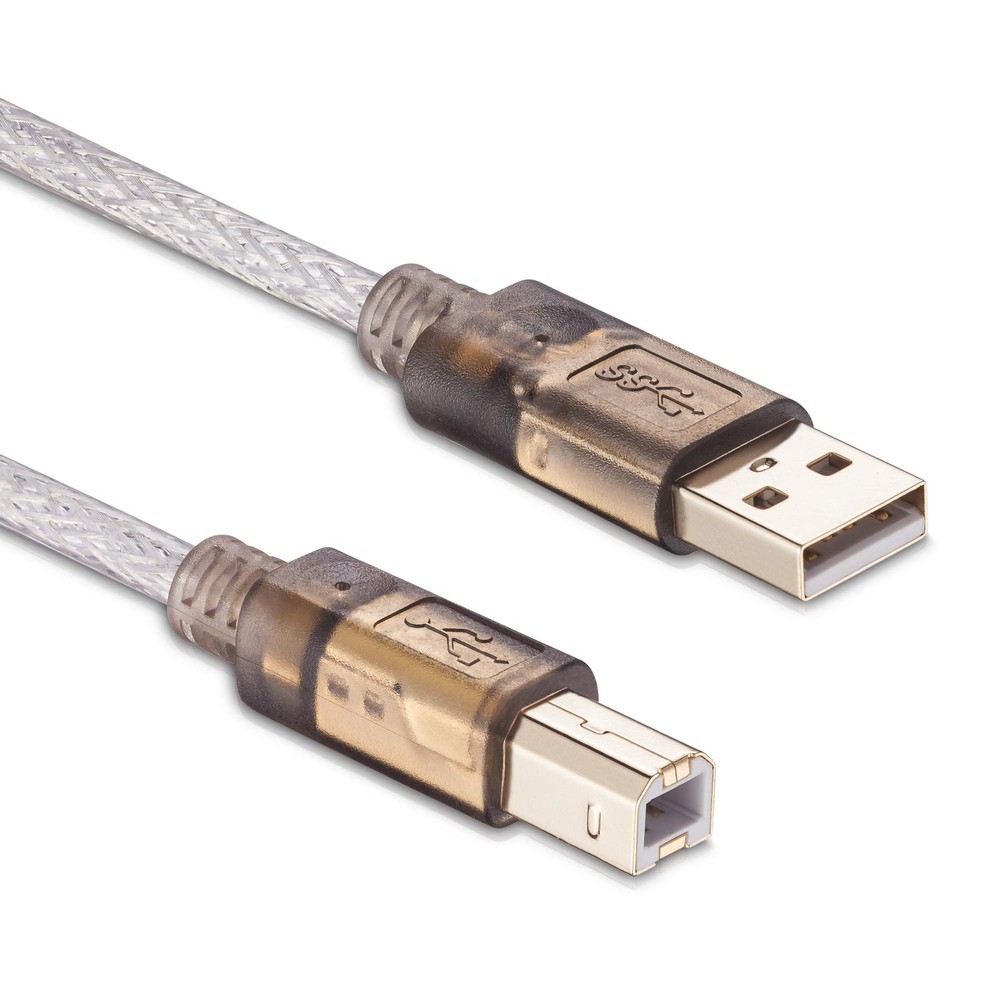 Printer Cable 25Ft,2.0 Scanner ['25 Ft/8M'], Translucent silver