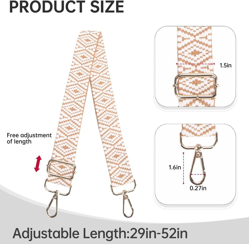 Purse Straps Replacement Crossbody Bag Strap for Purses Light Brown Geometry