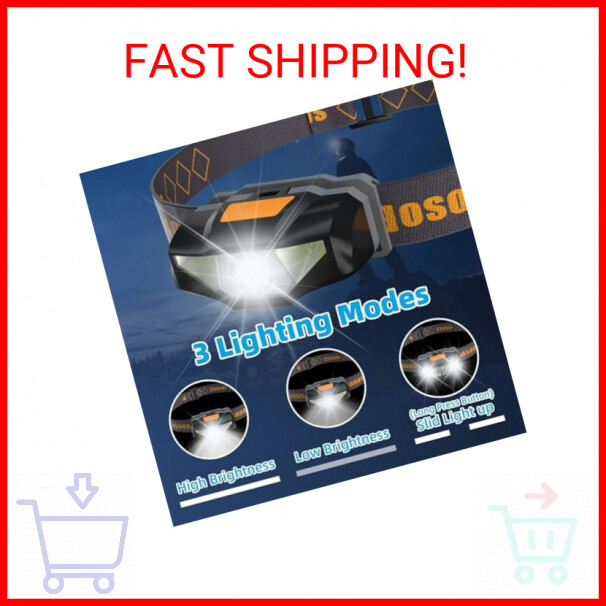 COSOOS Mini LED Headlamp Flashlight with Carrying Case, 1.6oz Lightweight Small