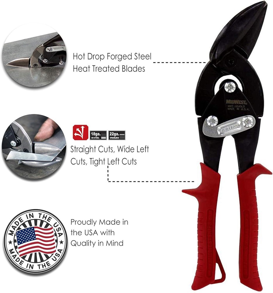 MIDWEST Blackout Series Aviation Snip - Left Cut Offset Cut,