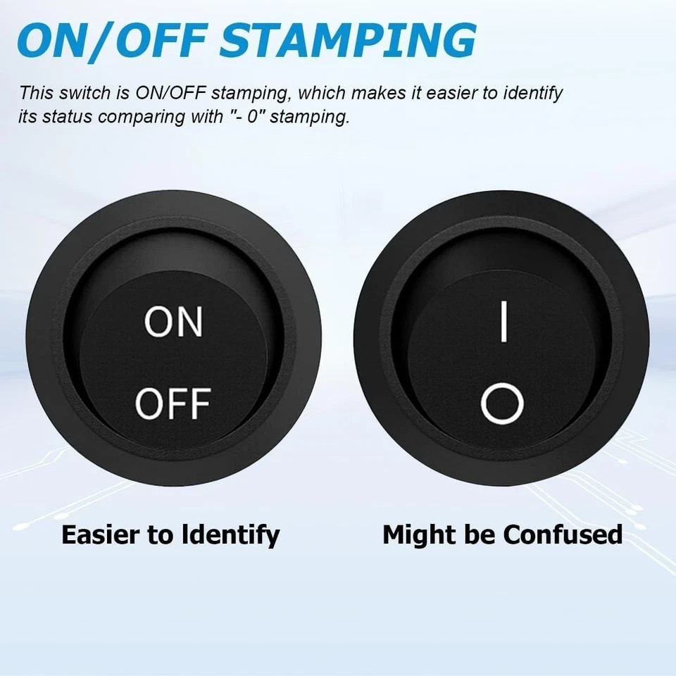 10 pack round rocker switch 12v on off 12 volt dc circle toggle switch 2 pin