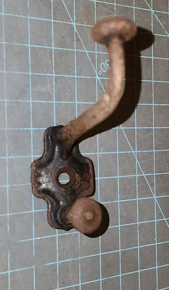 Antique Cast Iron Mushroom Tip Double Coat Hat Hook - gwB1