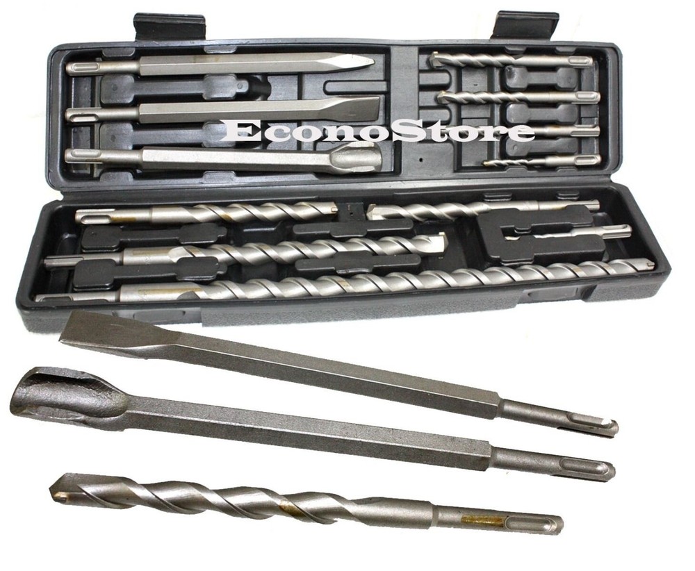 12pc SDS Plus Hammer Drill Bits Flat Groove Chisel Carbide Tip Concrete Masonry
