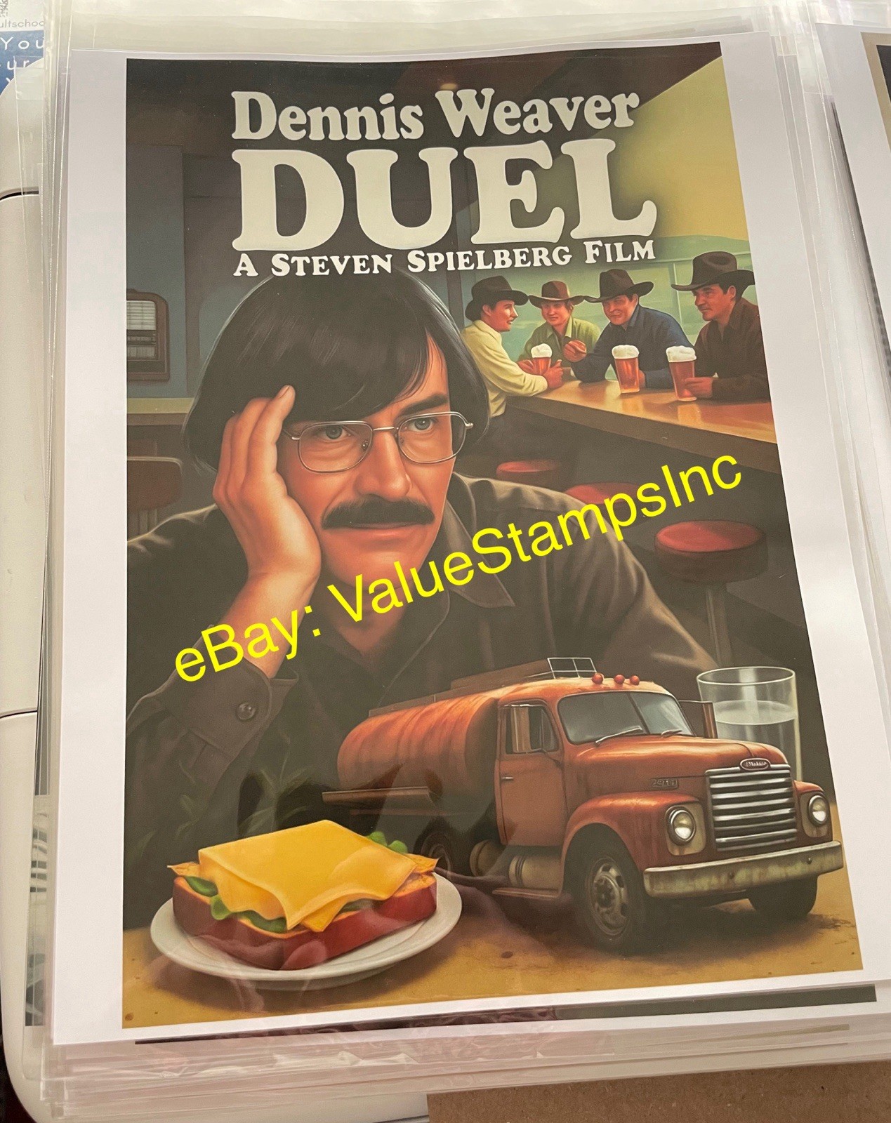 Duel Movie Poster Print VERY RARE 8.5x11 Dennis Weaver, Steven Spielberg 1970’s