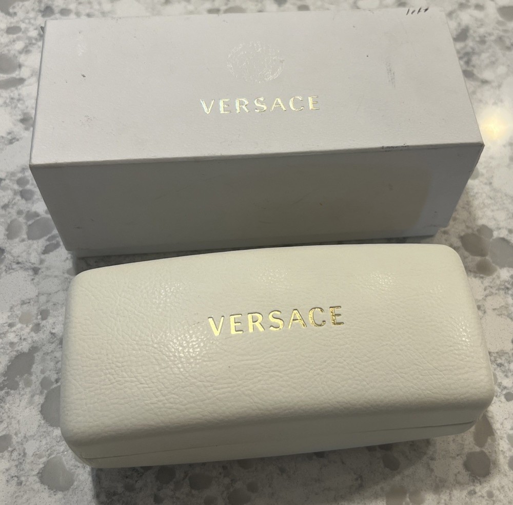 Authentic White Versace Empty Sunglass Case & Gift Box  7 X 3 X 2.5" Preowned