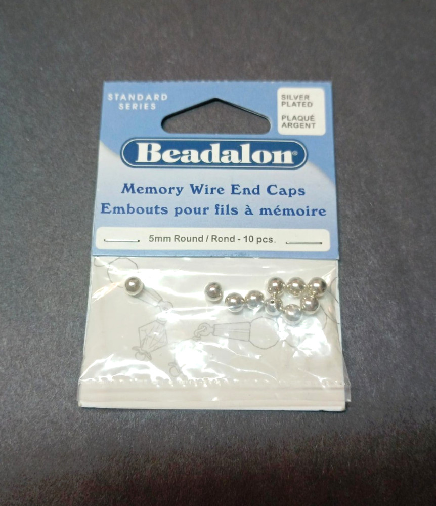 Beadalon Silver Plated Memory Wire End Caps - 5mm Round - 10pcs