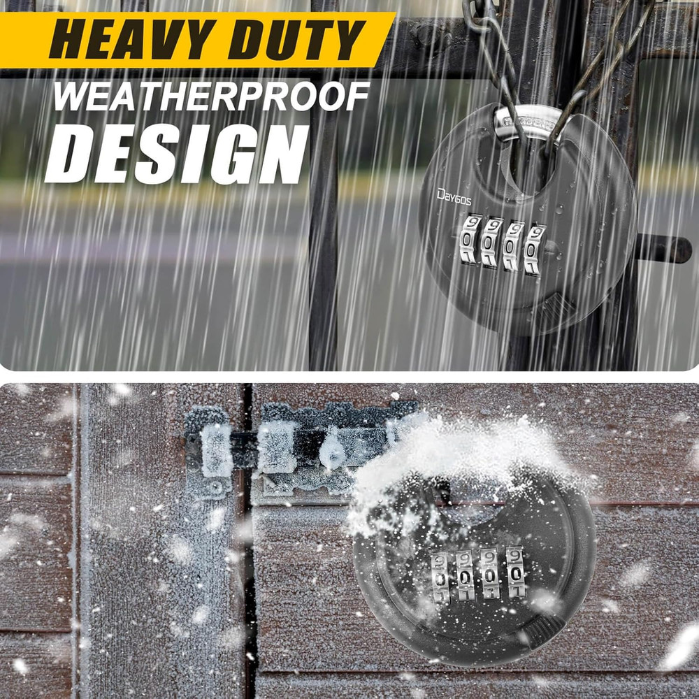 Combination Disc Padlocks for Outdoor - Heavy Duty 4 Digit Code Lock, Combo Disc
