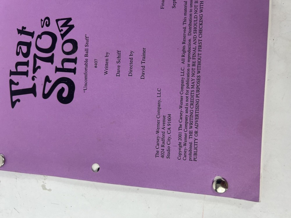 That 70’s Show TV Show Final Script Uncomfortable Ball Stuff 2001 Mila Kunis