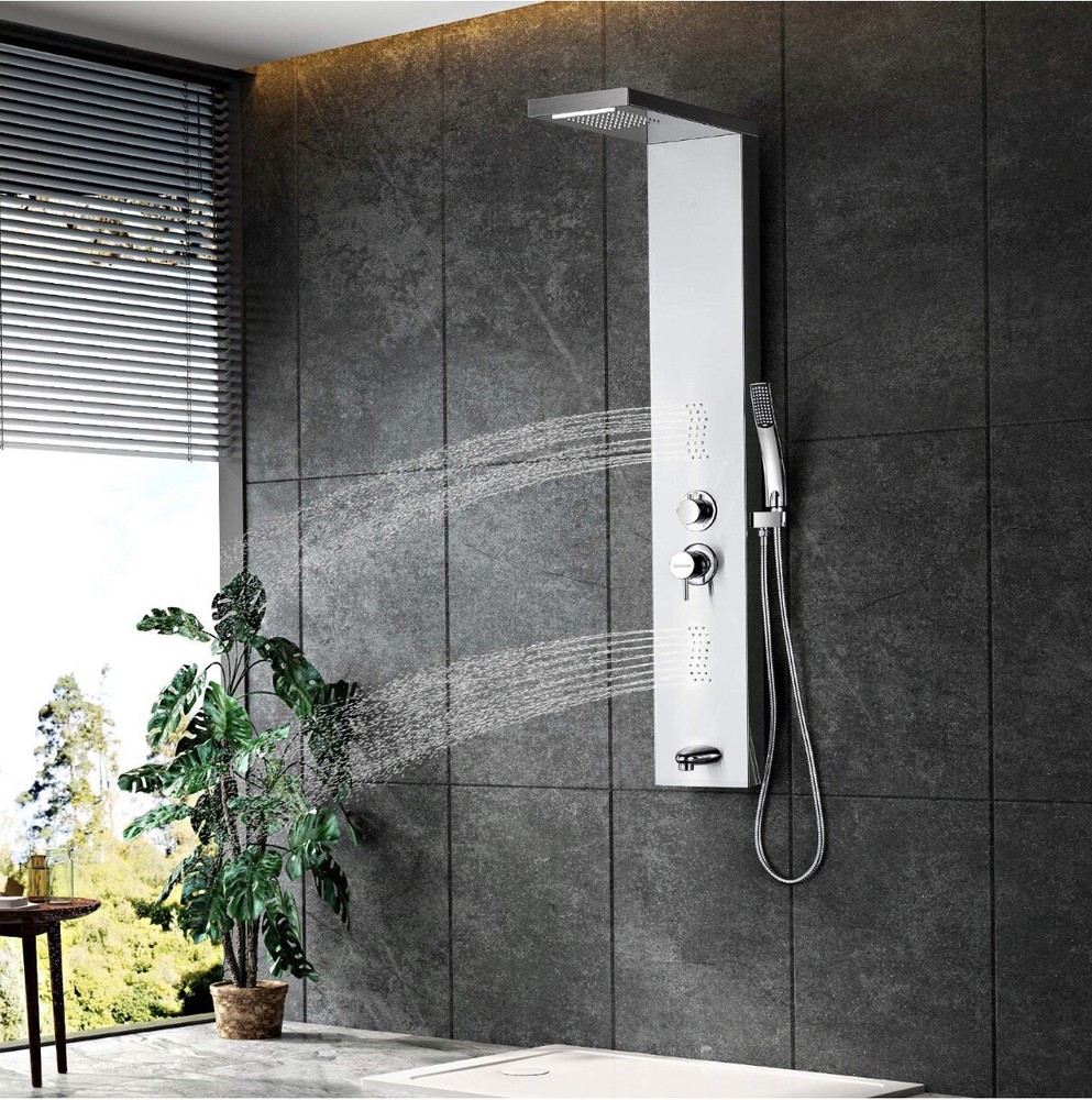 Adbatnos Shower Panel Multifunctional Shower Panel System Shower Tower, Rainfall