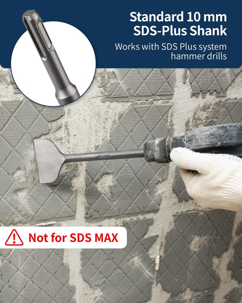 Firecore SDS Plus Chisel 3 Inch Wide by 10 Long, Cranked 1Pcs, Silver